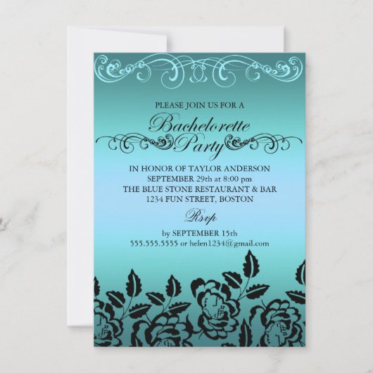 Invitation élégante de fête de bachelorette Rose B (Devant)