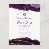 Invitation élégante de fête de Bat Mitzvah violet  (Devant)