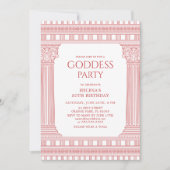 Invitation élégante de fête de déesse en rose (Devant)