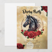 Invitation élégante de fête de Derby avec des rose (Devant / Derrière)