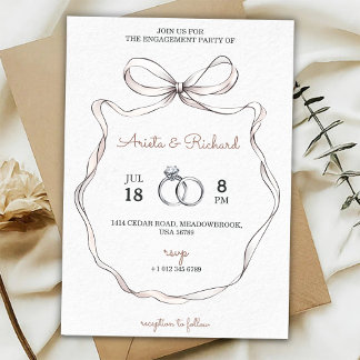 Invitation élégante de fête de fiançailles avec un