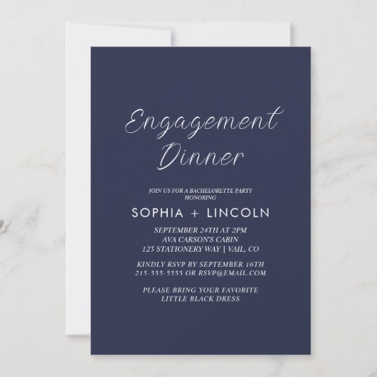 Invitation élégante de fête de fiançailles / dîner (Devant)