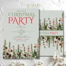 Invitation élégante de fête de Noël à la verdure