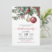 Invitation élégante de fête de Noël à thème floral (Debout devant)