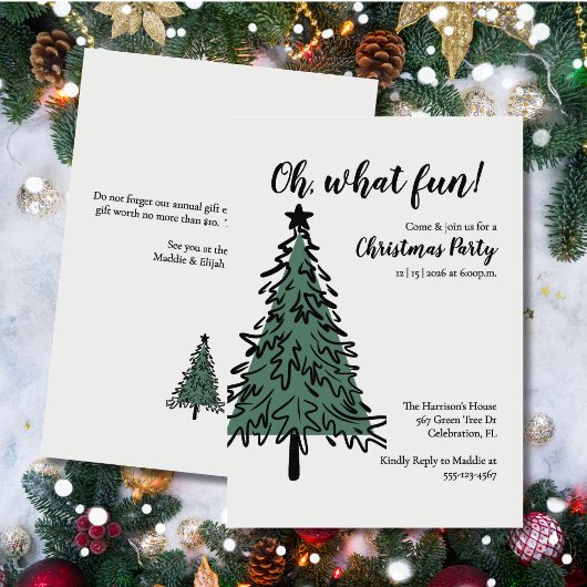 Invitation élégante de fête de Noël avec arbre de 