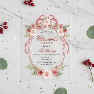 Invitation élégante de fête de Noël avec cadre flo