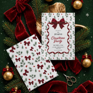 Invitation élégante de fête de Noël avec ruban rou