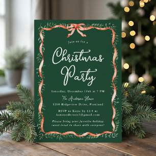 Invitation élégante de fête de Noël avec ruban rou