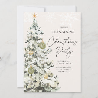 Invitation élégante de fête de Noël en vert