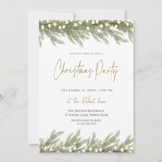 Invitation élégante de fête de Noël en vert (Devant)