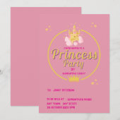 Invitation élégante de fête de princesse rose et o (Devant / Derrière)