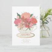 Invitation élégante de fête de thé à la tasse déco (Debout devant)