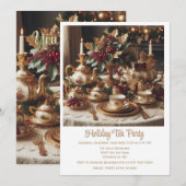 Invitation élégante de fête de thé de vacances vin (Devant / Derrière)