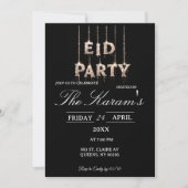 Invitation élégante de fête d'Eid noire moderne (Devant)