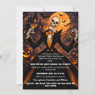 Invitation élégante de fête d'Halloween avec squel