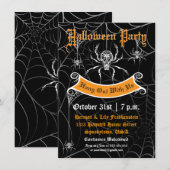 Invitation élégante de fête d'Halloween d'araignée (Devant / Derrière)