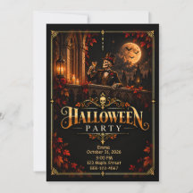 Invitation élégante de fête d'Halloween en noir et