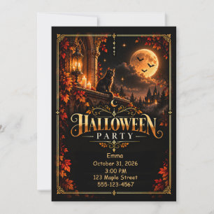Invitation élégante de fête d'Halloween en noir et