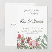 Invitation élégante de fleurs australiennes native (Devant / Derrière)