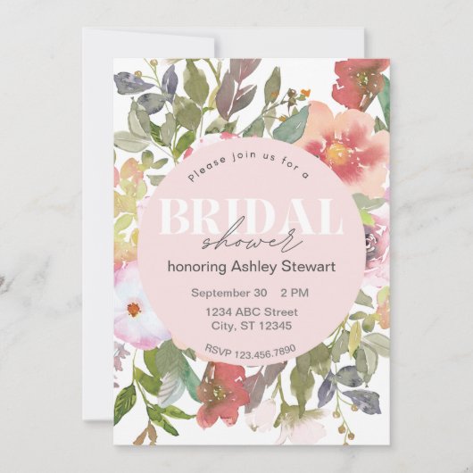 Invitation élégante de fleurs pour la douche de la (Devant)