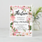 Invitation élégante de fleurs pour un anniversaire (Debout devant)