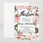 Invitation élégante de fleurs pour un anniversaire (Devant / Derrière)