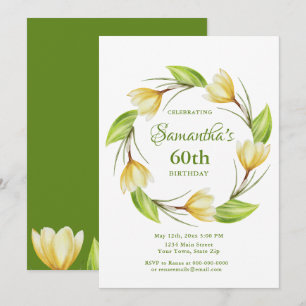 Invitation élégante de fleurs printanières pour 60