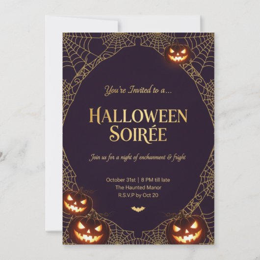 Invitation élégante de Halloween à toile d'araigné (Devant)