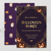 Invitation élégante de Halloween à toile d'araigné (Devant / Derrière)