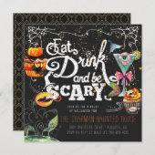 Invitation élégante de la fête d'Halloween (Devant / Derrière)