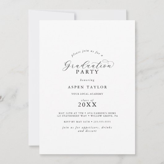 Invitation Élégante de la partie de graduation de (Devant)