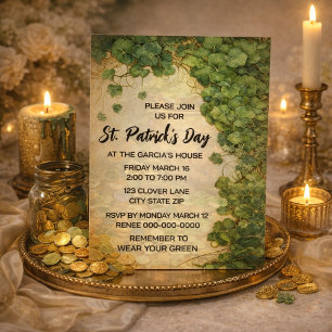 Invitation élégante de la Saint-Patrick au trèfle