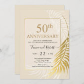 Invitation élégante de mariage 50 ans or blanc (Devant / Derrière)
