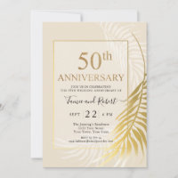 Invitation élégante de mariage 50 ans or blanc