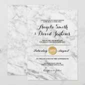 Invitation élégante de mariage Art Déco en marbre  (Devant / Derrière)