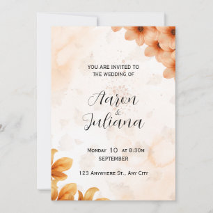 Invitation élégante de mariage automnal à l'aquare