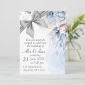 Invitation élégante de mariage bleu gris (Debout devant)
