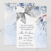 Invitation élégante de mariage bleu gris (Devant / Derrière)