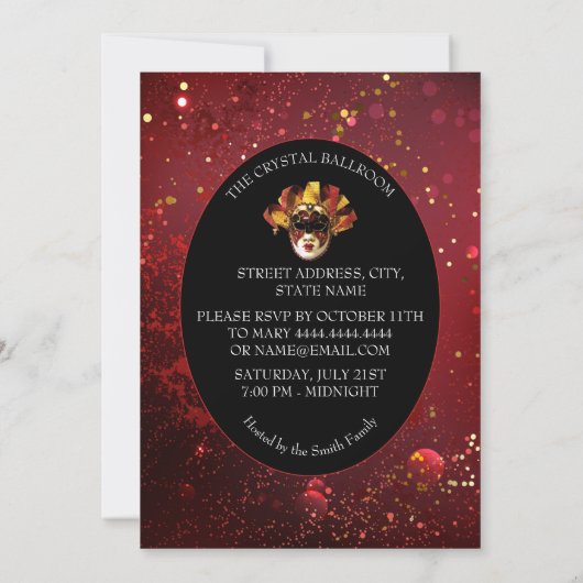 Invitation élégante de masquerade (Dos)