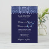 Invitation élégante de Midnight Mariage damassé (Debout devant)