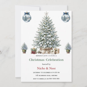 Invitation élégante de Noël à l'aquarelle pour un