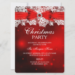 Invitation élégante de Noël avec dentelle et nœud