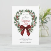Invitation élégante de Noël avec verdure hivernale (Debout devant)