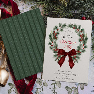 Invitation élégante de Noël avec verdure hivernale
