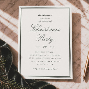 Invitation élégante de Noël Ivory & Green pour une