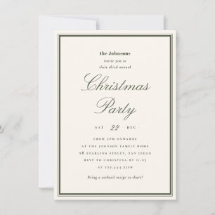 Invitation élégante de Noël Ivory & Green pour une