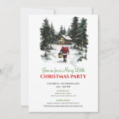 Invitation élégante de Noël sur fond rouge et vert (Devant)