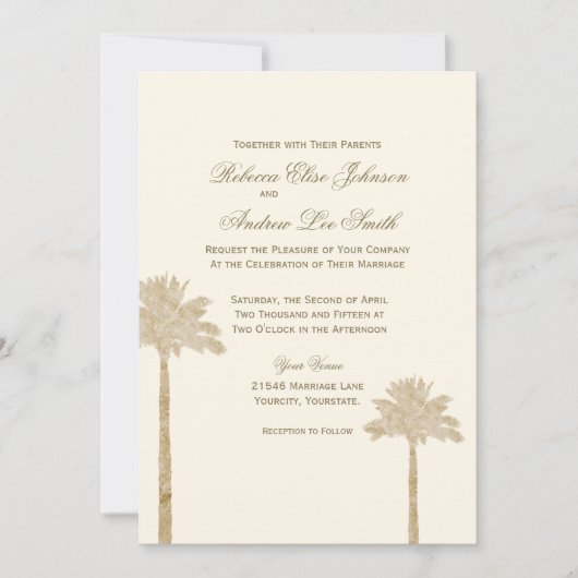 Invitation élégante de palmiers (Devant)