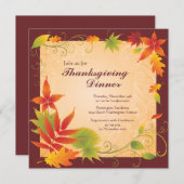 Invitation élégante de partie de thanksgiving de (Devant / Derrière)