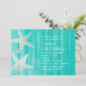 Invitation élégante de plage de bois sarcelle et é (Debout devant)